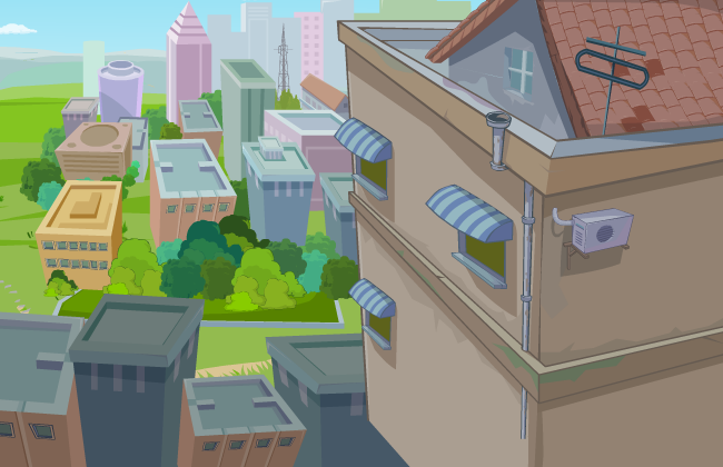 俯视小区的楼顶和房屋建筑flash场景素材下载