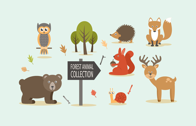 森林野生动物卡通素材设计