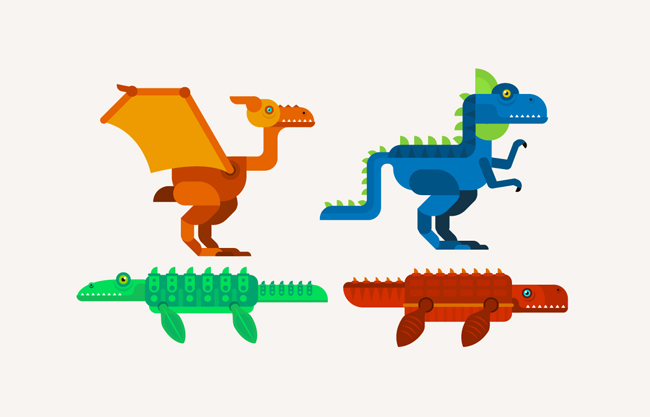 抽象卡通恐龙动物设计素材
