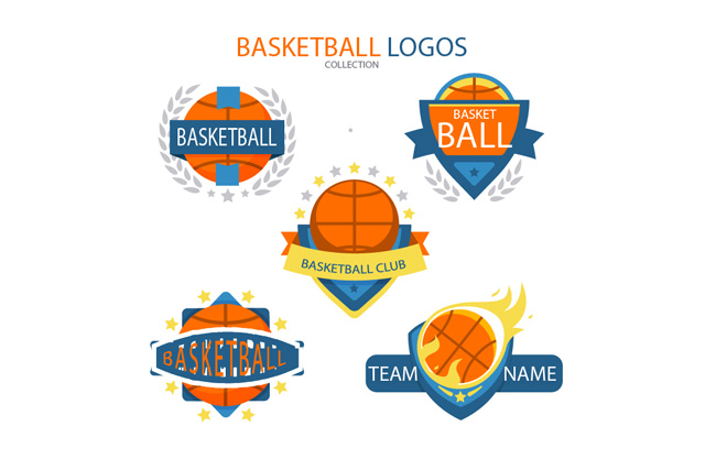 篮球元素彩色标志矢量设计