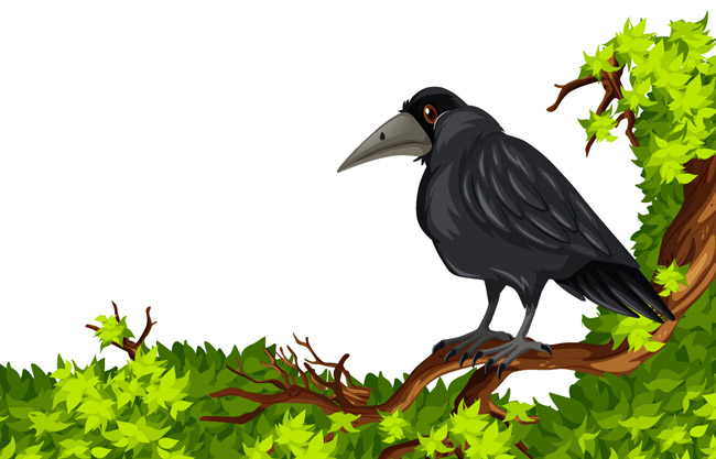 树枝乌鸦卡通形象设计素材下载