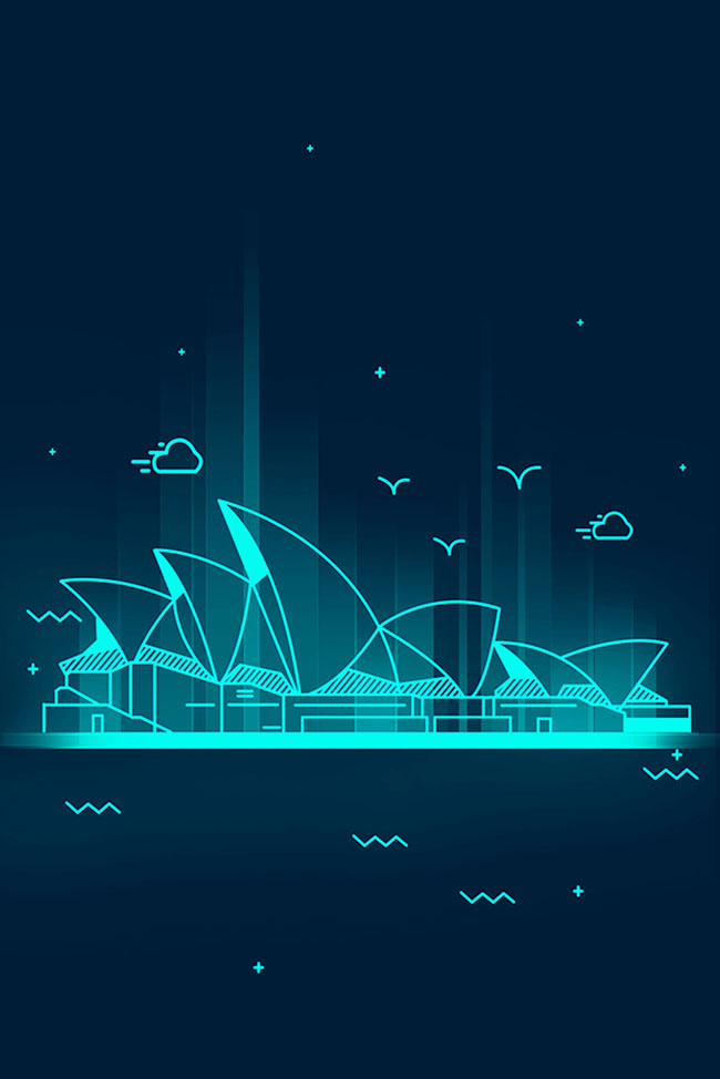 悉尼歌剧院建筑psd源文件平面背景设计