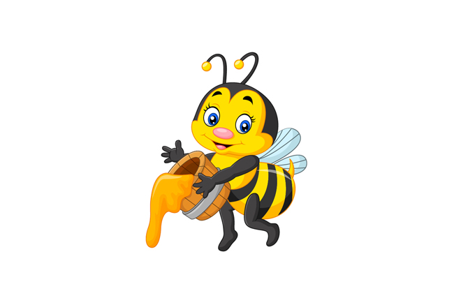 小蜜蜂采蜜卡通动物素材设计