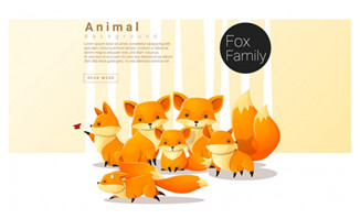 一群小狐狸卡通动物图片