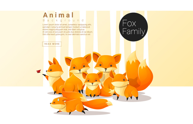 一群小狐狸卡通动物图片素材