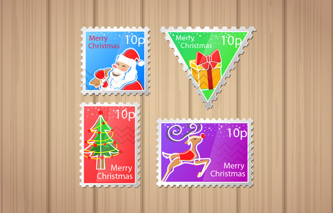 圣诞节素材邮票矢量设计