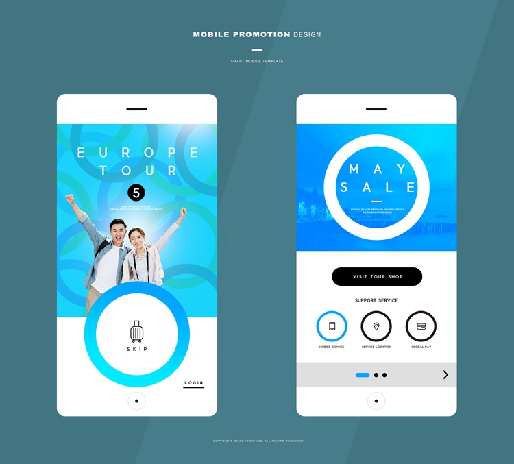 蓝色圆圈创意海报UI界面设计