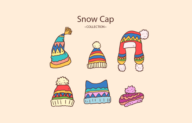 彩色冬季花纹帽子素材设计