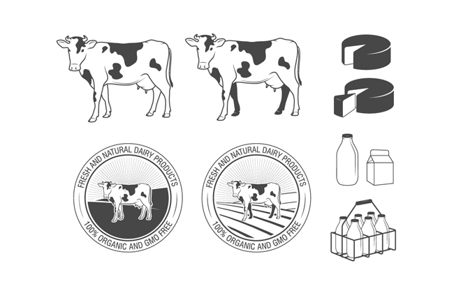奶牛黑白图标设计素材