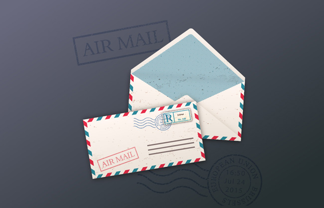 信件航空邮件素材设计矢量