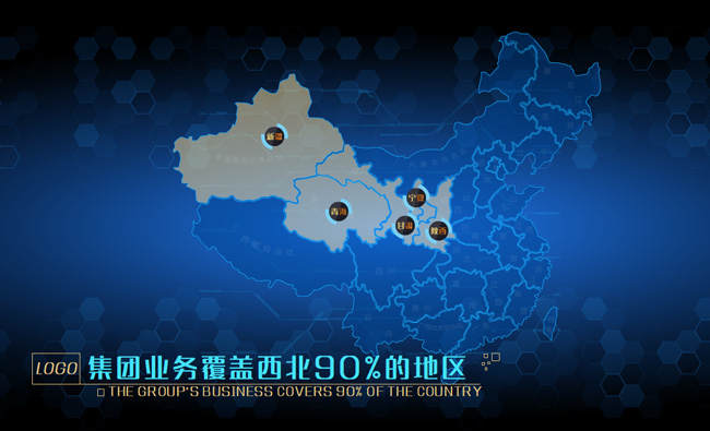 集团公司在西北地区的市场份额动画