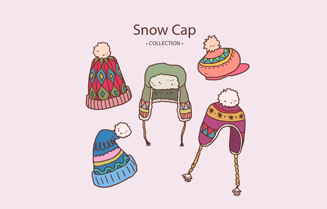可爱卡通女孩冬季帽子矢量设计素材
