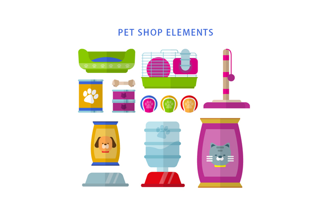 扁平化宠物玩具用品设计素材下载