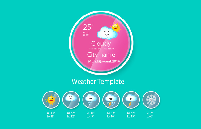 圆形城市天气图标矢量素材