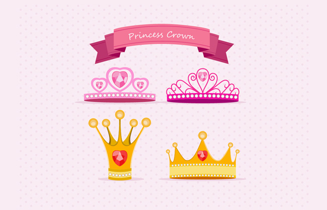 粉色卡通公主王冠素材设计
