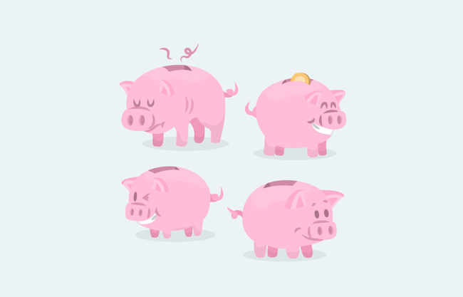 粉色小猪存钱罐设计素材