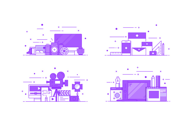 紫色商务概念mbe插画图标