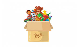 纸壳箱装满玩具背景图设
