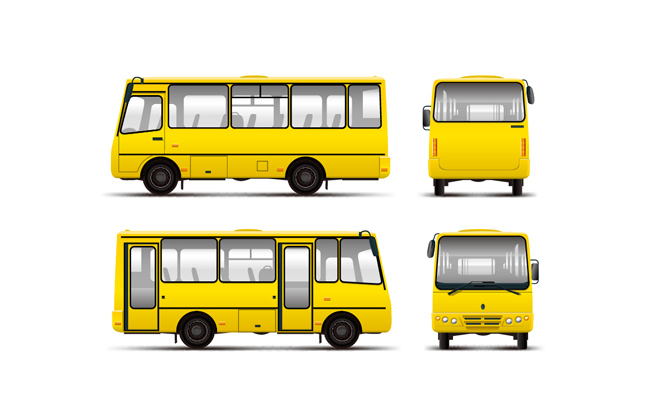 黄色小巴士客车素材矢量设计