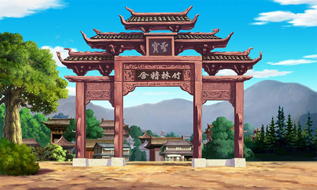 手绘ps动画场景中国风公园的城门