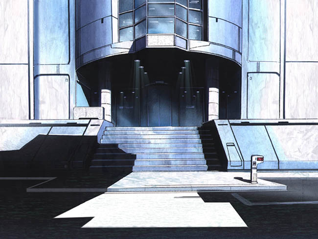 ps手绘动画背景办公楼的大门