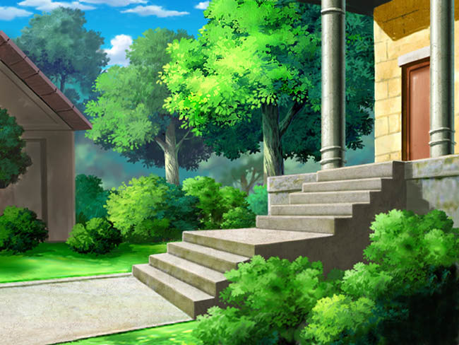 房屋门口的动画背景近景手绘素材