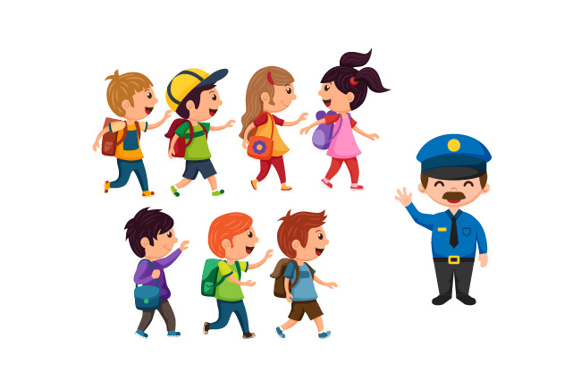 放学回家的孩子们素材矢量设计