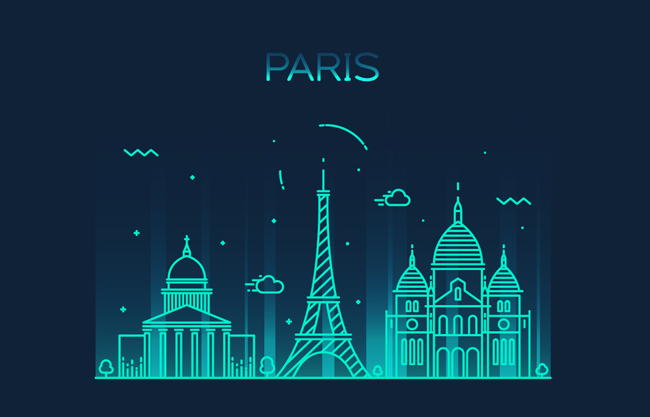 巴黎城市建筑线条插画图片