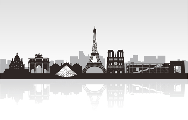 巴黎剪影建筑素材矢量图片