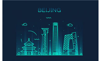 北京城市线条建筑插画图