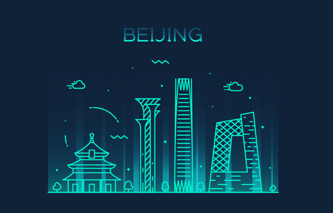 北京城市线条建筑插画图片