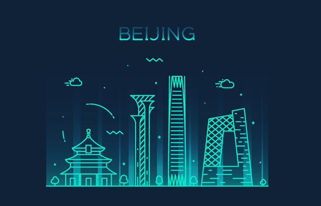 北京城市线条建筑插画图片