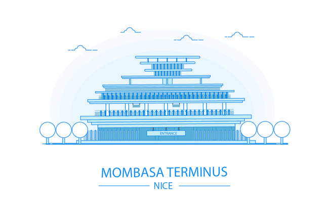蒙巴萨火车站建筑矢量素材下载