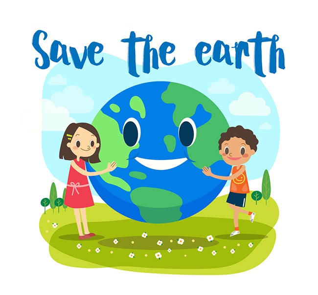 卡通动漫儿童保护地球资源宣传画设计