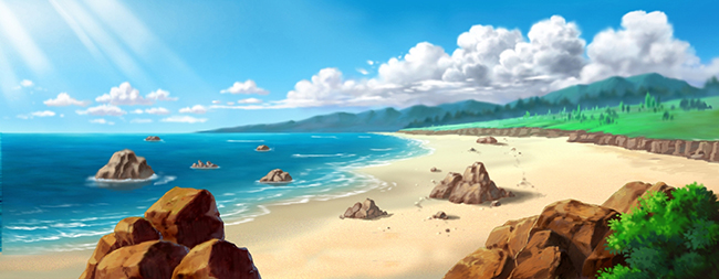 长条尺寸的海边动画ps背景设计素材