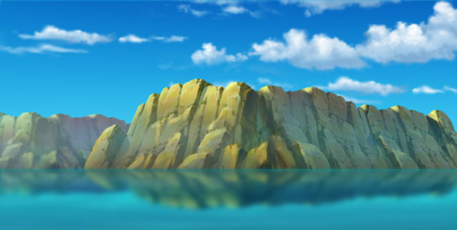 大海与山石的ps风格动画背景设计