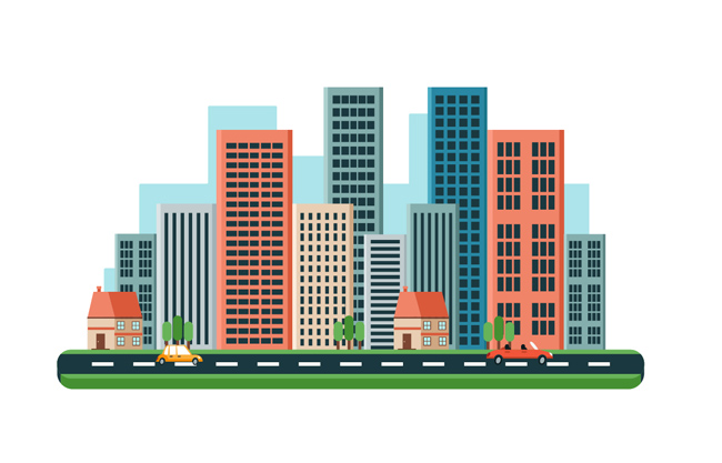 创意都市建筑插画背景素材