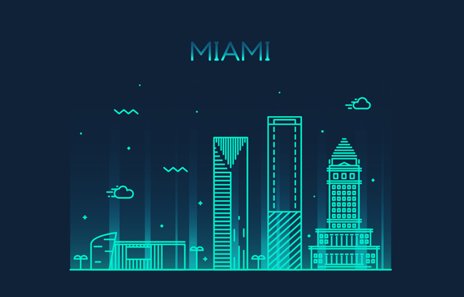 迈阿密矢量城市建筑插画图片