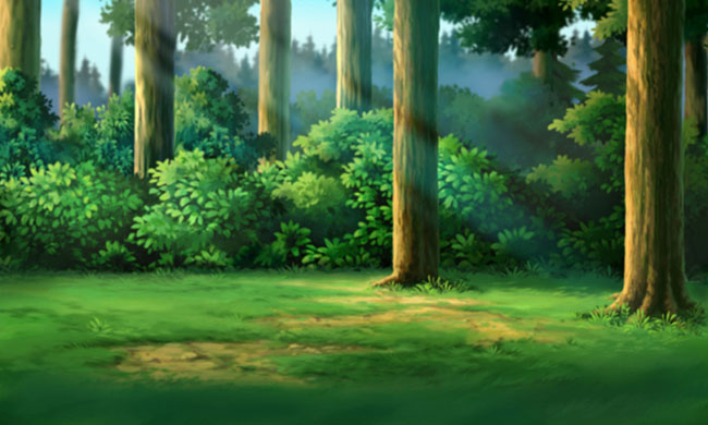 手绘原始森林草地树木cg背景设计