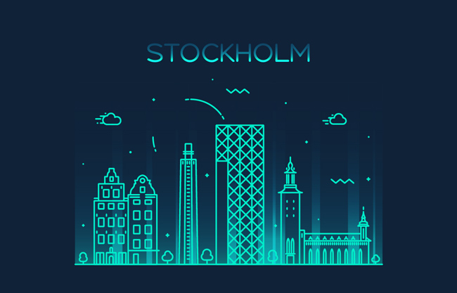 斯德哥尔摩城市建筑插画图片