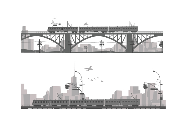 铁路桥梁元素矢量设计素材
