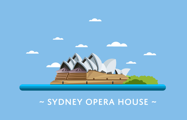 悉尼市地标建筑物悉尼歌剧院矢量素材