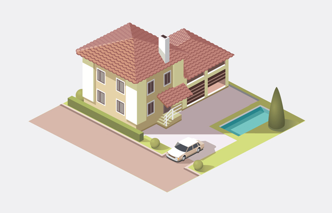 现代建筑立体模型矢量设计图