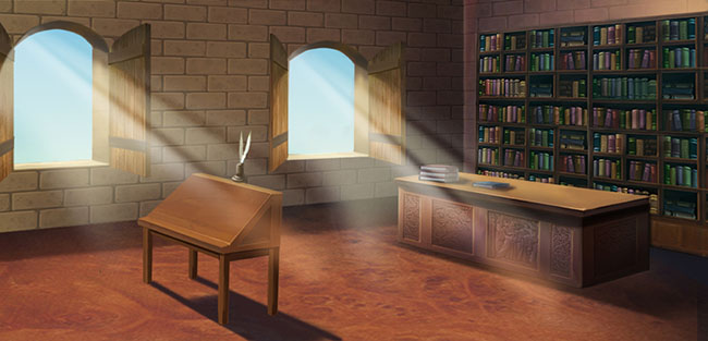 阳光从窗户外打进书房的情景动画背景