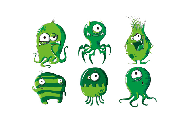 6个绿色病毒漫画图片