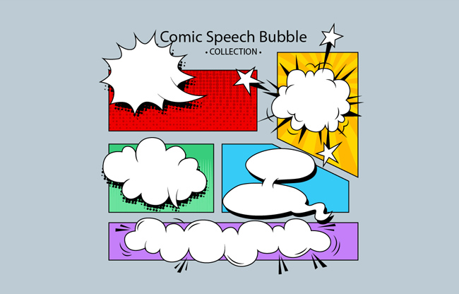 彩色漫画风格语言气泡矢量素材