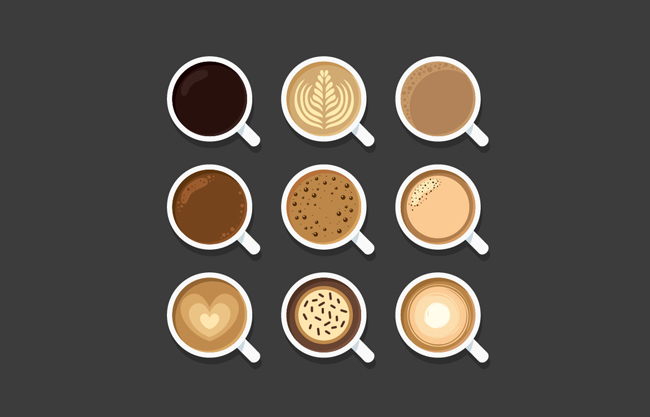 美味咖啡俯视图设计矢量素材