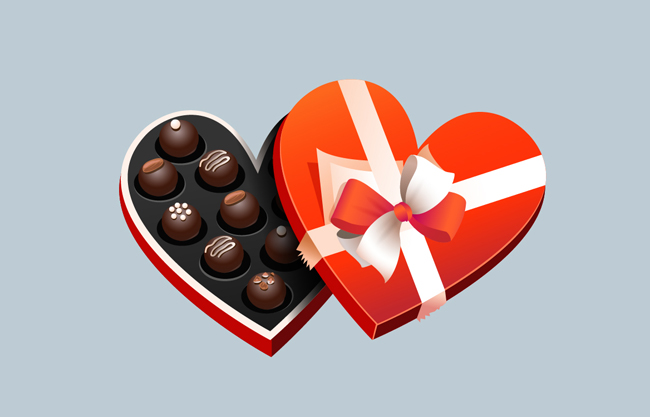 爱心巧克力礼盒矢量素材