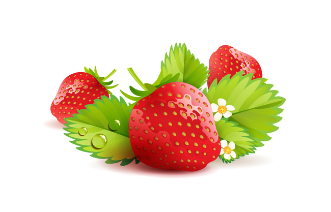 草莓新鲜水果素材矢量