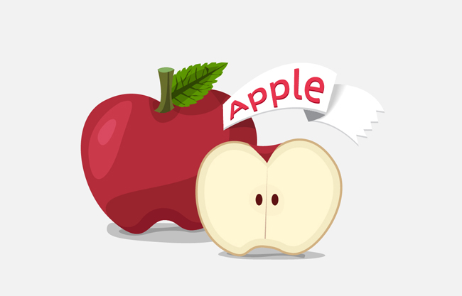 红苹果矢量水果素材